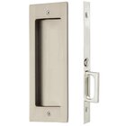 Mortise Modern Rectangular Passage Pocket Door Hardware in Satin Nickel