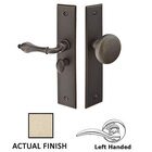 Left Hand Rectangular Style Screen Door Lock in Tumbled White Bronze