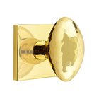 Single Dummy Hammered Egg Door Knob And Square Rose in Unlacquered Brass