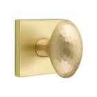 Single Dummy Hammered Egg Door Knob And Square Rose in Satin Brass
