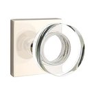 Modern Disc Glass Double Dummy Door Knob with Square Rose in Polished Nickel