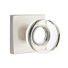 Modern Disc Glass Double Dummy Door Knob with Square Rose in Satin Nickel