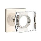 Modern Square Glass Double Dummy Door Knob with Square Rose in Polished Nickel