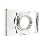 Modern Square Glass Double Dummy Door Knob with Square Rose in Polished Chrome