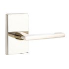 Single Dummy Right Handed Helios Door Lever With Modern Rectangular Rose in Polished Nickel