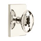 Double Dummy Hammered Egg Door Knob With Modern Rectangular Rose in Polished Nickel