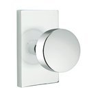 Double Dummy Round Door Knob With Modern Rectangular Rose in Polished Chrome