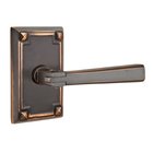 Single Dummy  Right Handed Arts & Crafts Door Lever with Arts & Crafts Rose in Oil Rubbed Bronze