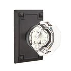 Single Dummy Old Town Door Knob with Arts & Crafts Rectangular Rose in Flat Black