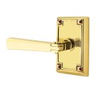 Left Handed Double Dummy Arts & Crafts Door Lever with Arts & Crafts Rose in Unlacquered Brass