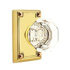 Old Town Double Dummy Door Knob with Arts & Crafts Rectangular Rose in Unlacquered Brass