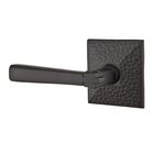 Left Handed Double Dummy Arts & Crafts Door Lever with Hammered Rose in Flat Black