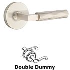 Double Dummy Tribeca Lever with L-Square Stem and Disc Rose in Satin Nickel