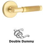 Double Dummy Knurled Lever with T-Bar Stem and Disc Rose in Satin Brass