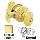 Keyed Egg Knob With Regular Rose in Unlacquered Brass
