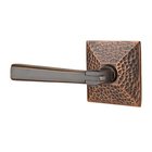 Left Handed Passage Arts & Crafts Door Lever with Hammered Rose in Oil Rubbed Bronze