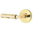 Passage Tribeca Left Handed Lever with L-Square Stem and Disc Rose in Unlacquered Brass