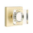 Modern Square Glass Passage Door Knob with Square Rose in Satin Brass