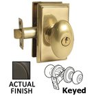 Keyed Egg Knob With Rectangular Rose in Oil Rubbed Bronze