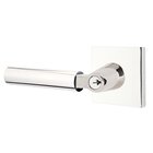 Keyed Left Handed Hercules Lever With Square Rose in Polished Chrome