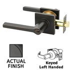 Keyed Left Handed Helios Lever With Square Rose in Flat Black