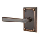 Left Handed Privacy Arts & Crafts Door Lever with Arts & Crafts Rectangular Rose in Oil Rubbed Bronze