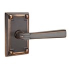 Right Handed Privacy Arts & Crafts Door Lever with Arts & Crafts Rectangular Rose in Oil Rubbed Bronze