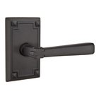 Right Handed Privacy Arts & Crafts Door Lever with Arts & Crafts Rectangular Rose in Flat Black