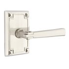 Right Handed Privacy Arts & Crafts Door Lever with Arts & Crafts Rose in Satin Nickel