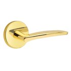 Privacy Poseidon Right Handed Door Lever With Disk Rose in Unlacquered Brass