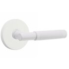 Privacy Knurled Right Handed Lever with T-Bar Stem And Concealed Screw Disk Rose in Matte White