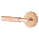 Privacy Knurled Left Handed Lever with T-Bar Stem and Disk Rose in Satin Rose Gold
