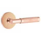Privacy Knurled Right Handed Lever with T-Bar Stem and Disk Rose in Satin Rose Gold