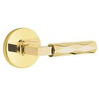 Privacy Tribeca Right Handed Lever with L-Square Stem and Disc Rose in Unlacquered Brass