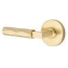Privacy Tribeca Left Handed Lever with L-Square Stem and Disc Rose in Satin Brass