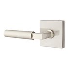 Privacy Hercules Left Handed Door Lever With Square Rose in Satin Nickel