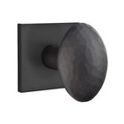 Privacy Hammered Egg Door Knob And Square Rose With Concealed Screws in Flat Black
