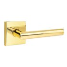 Privacy Stuttgart Right Handed Door Lever And Square Rose with Concealed Screws in Unlacquered Brass