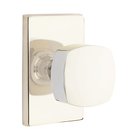 Privacy Freestone Door Knob And Modern Rectangular Rose With Concealed Screws in Polished Nickel