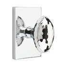 Privacy Hammered Egg Door Knob With Modern Rectangular Rose in Polished Chrome