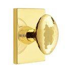 Privacy Hammered Egg Door Knob With Modern Rectangular Rose in Unlacquered Brass