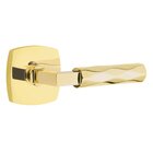 Passage Tribeca Right Handed Lever with L-Square Stem and Urban Modern Rose in Unlacquered Brass