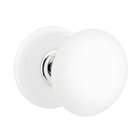 Double Dummy Ice White Porcelain Knob With Porcelain Rosette and Polished Chrome Center Ring