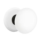 Privacy Ice White Porcelain Knob With Porcelain Rosette and Flat Black Center Ring