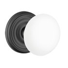 Single Dummy Ice White Porcelain Knob With Regular Rosette  in Flat Black