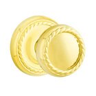 Single Dummy Rope Knob With Rope Rose in Polished Brass