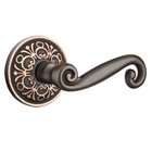 Single Dummy Right Handed Rustic Door Lever With Lancaster Rose in Oil Rubbed Bronze