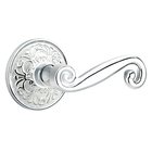 Single Dummy Right Handed Rustic Door Lever With Lancaster Rose in Polished Chrome