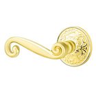Single Dummy Left Handed Rustic Door Lever With Lancaster Rose in Polished Brass