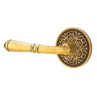 Single Dummy Left Handed Turino Door Lever With Lancaster Rose in French Antique Brass